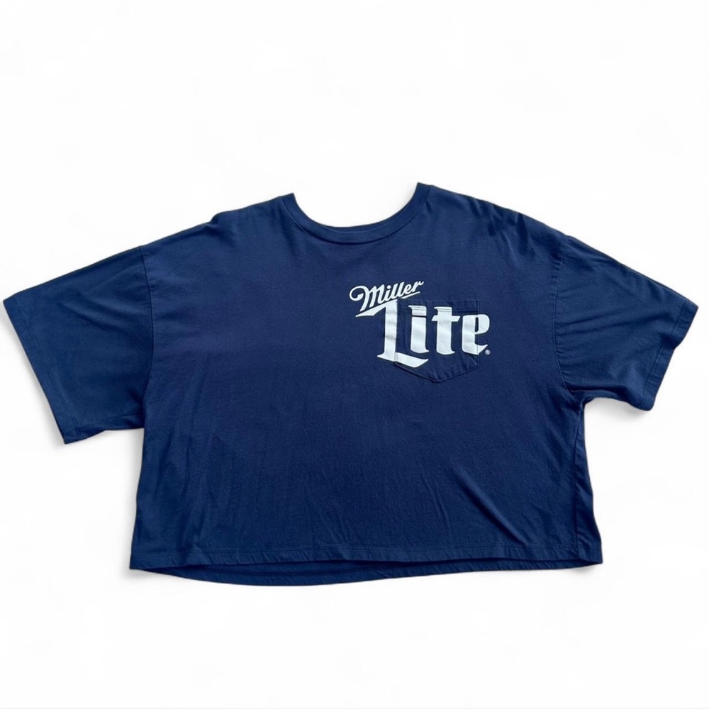 Miller Lite Navy Blue Crop Top